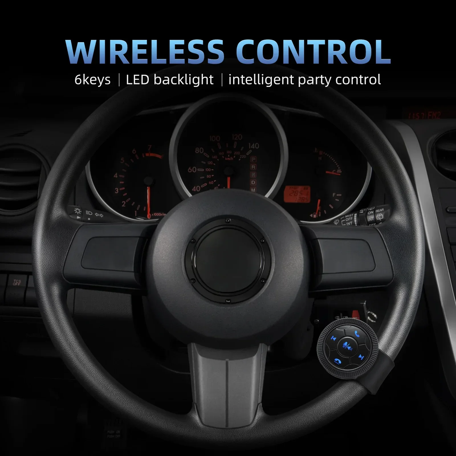 Wireless Steering Wheel Remote Control Buttons 6 Key Car Controller for Car Radio DVD GPS Multimedia Navigation Volume Adjuster thumbnail 2