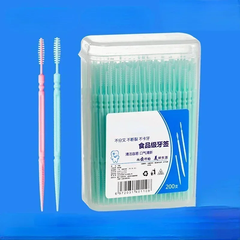 Interdental Silicone Brushes 200 Units Dental Toothpicks Brush Between Teeth Silicone Toothpicks With Thread Oral Cleaning Tools thumbnail 2