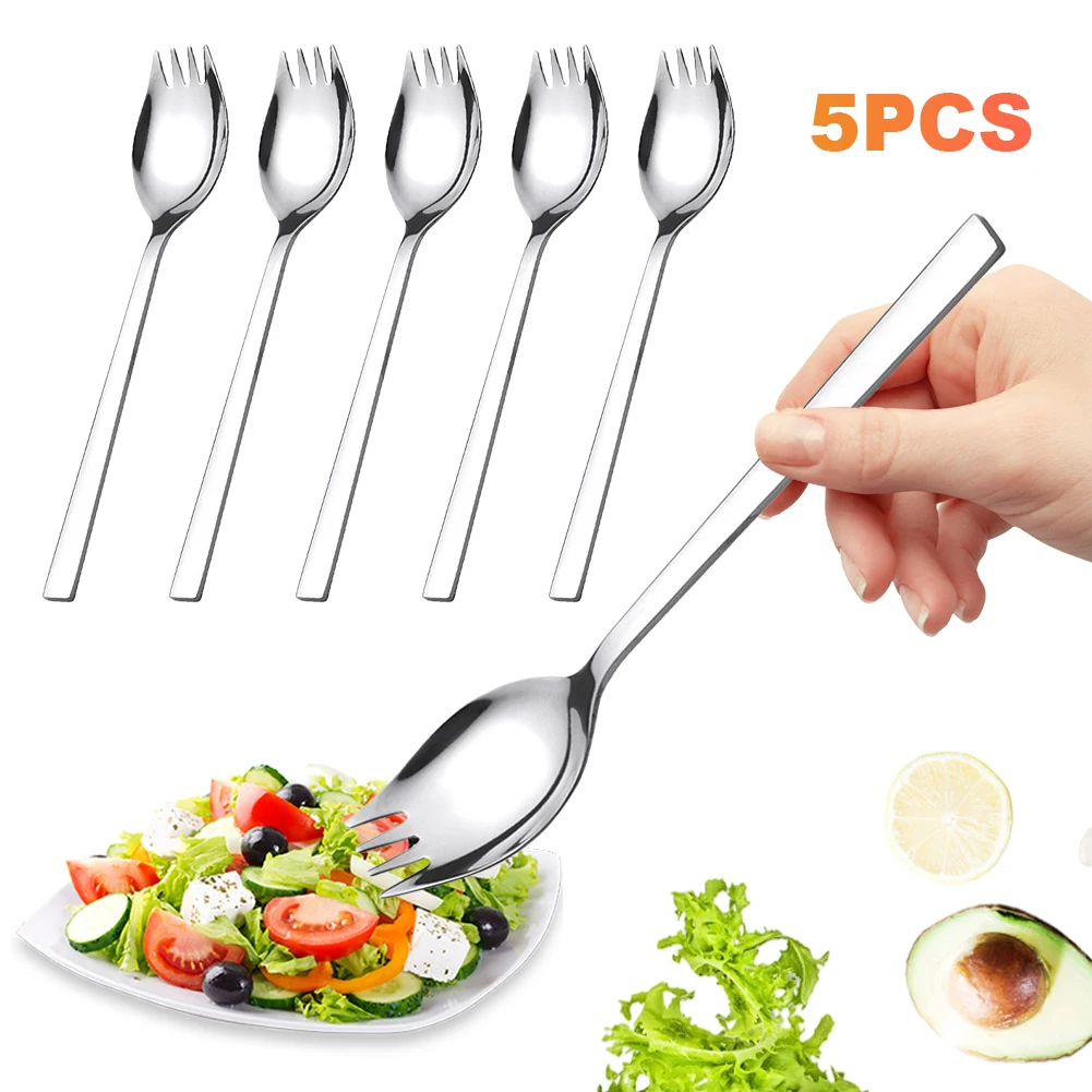 5-20Pcs Spork Long Handle Flatware Utensil Set Multipurpose Portable Noodle Fork for Dessert Ice Cream Salad thumbnail 2