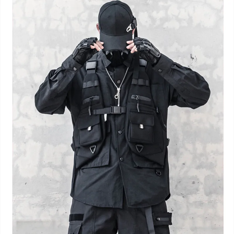 Techwear Tactical Vest Multifunction Outdoor Motorcycle Hip Hop Sport Waistcoat Men Women Vintage Punk Sleeveless Jacket thumbnail 2