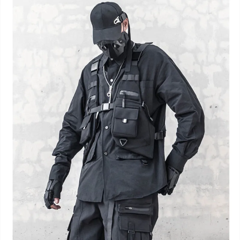 Techwear Tactical Vest Multifunction Outdoor Motorcycle Hip Hop Sport Waistcoat Men Women Vintage Punk Sleeveless Jacket thumbnail 4