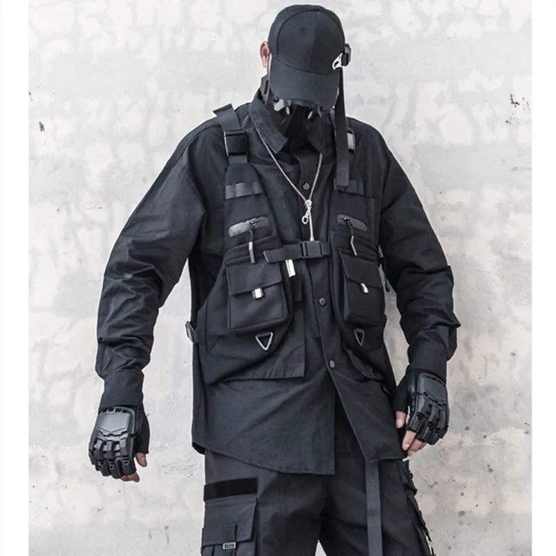 Techwear Tactical Vest Multifunction Outdoor Motorcycle Hip Hop Sport Waistcoat Men Women Vintage Punk Sleeveless Jacket thumbnail 5