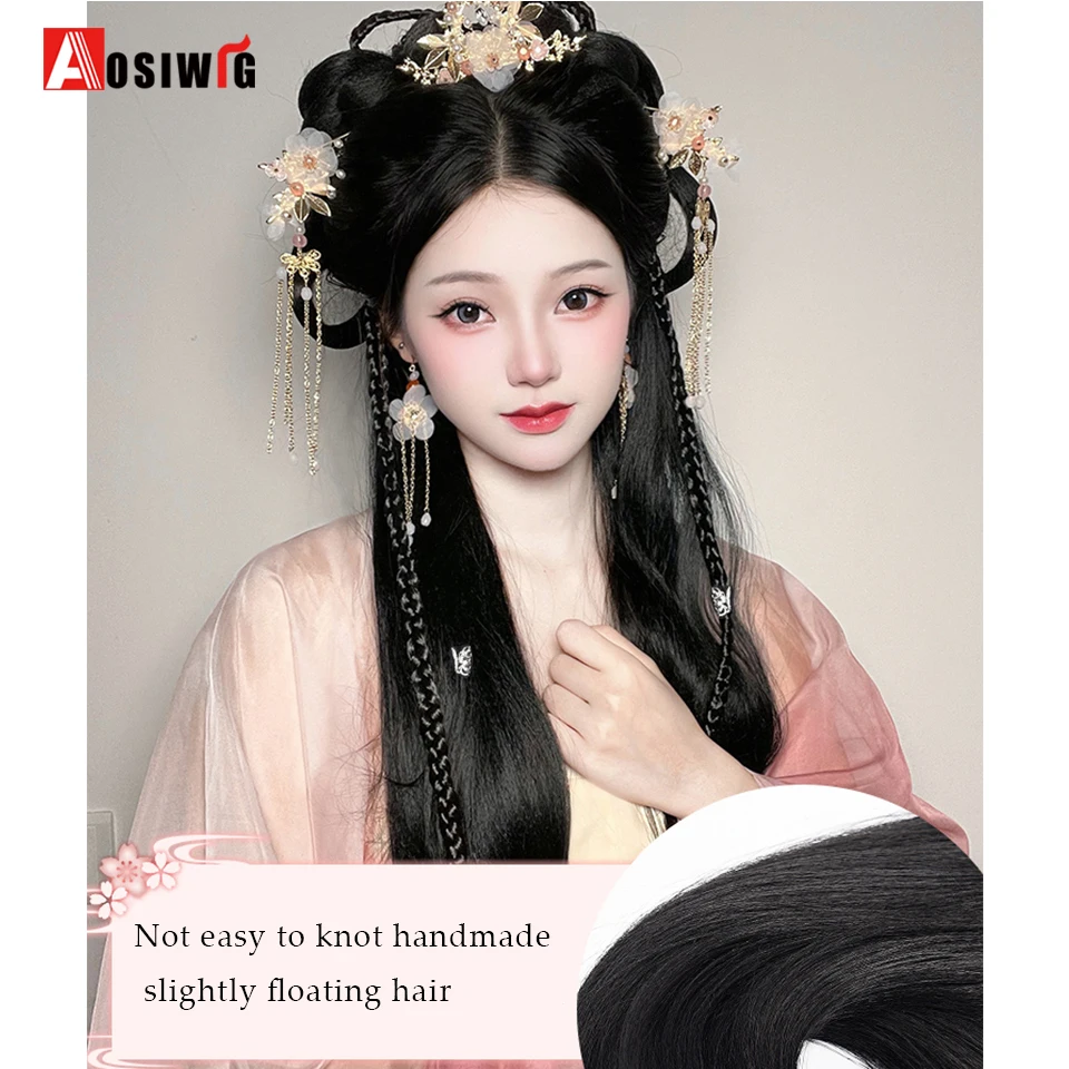 Synthetic Hanfu headwear lazy headband Braid Wig integrated ancient style package hair styling hair Fluffy Hairstyle Daily Wear thumbnail 4