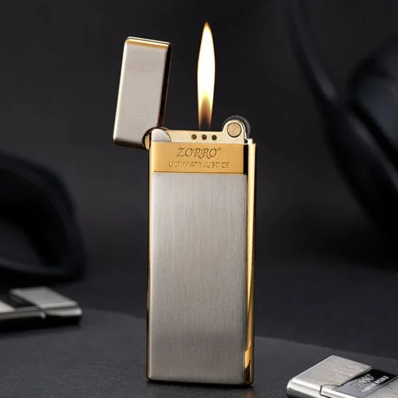 Zorro 636 Metal Ultra Thin Butane Gas Inflatable Grinding Wheel Lighter Holiday Gift Smoking Accessories Men's Small Tools Gift thumbnail 2