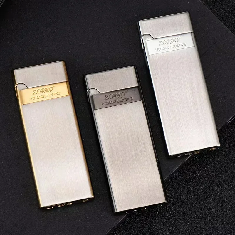 Zorro 636 Metal Ultra Thin Butane Gas Inflatable Grinding Wheel Lighter Holiday Gift Smoking Accessories Men's Small Tools Gift thumbnail 4
