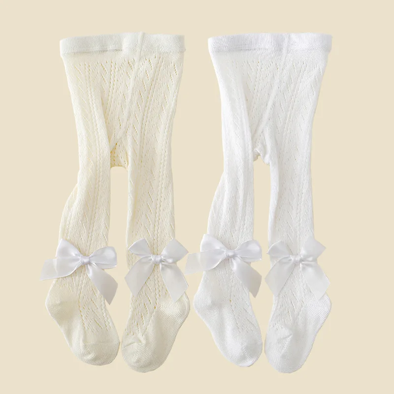 Infant Newborn Baby Girls Tights Cable Knit Seamless Leggings with Bow Toddler Girl Cotton Pantyhose 0-4T Toddler Pantyhose thumbnail 3