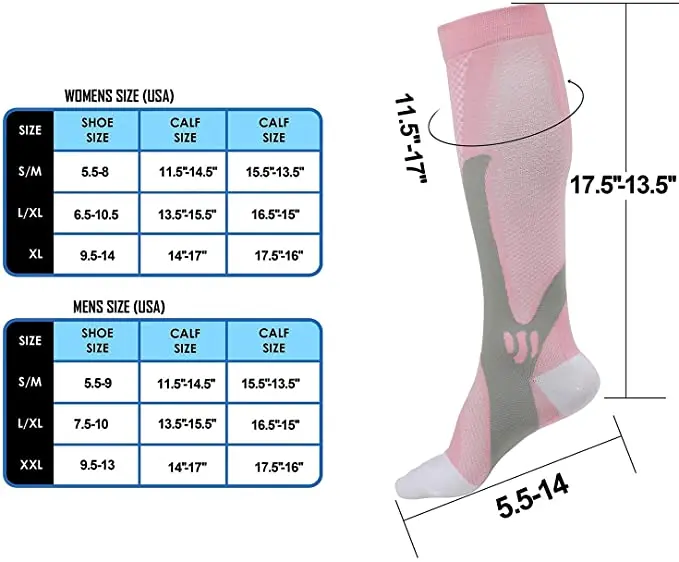Compression Nylon Sports Stockings Diverse Styles Moisture Wicking Relieve Calf Fatigue Compression Socks Unisex 15-20 mmHg thumbnail 2