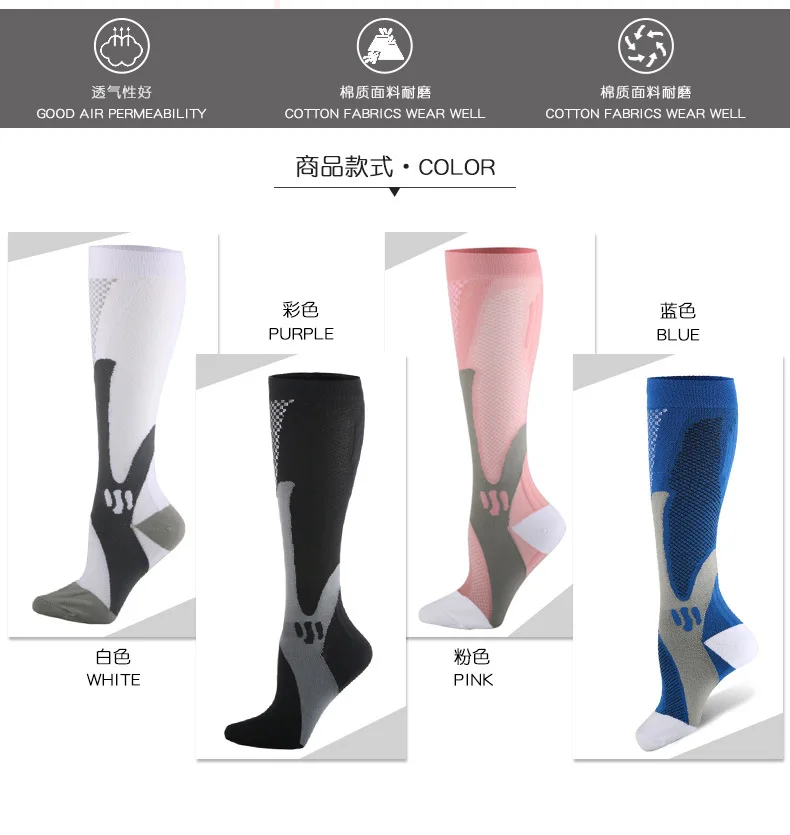 Compression Nylon Sports Stockings Diverse Styles Moisture Wicking Relieve Calf Fatigue Compression Socks Unisex 15-20 mmHg thumbnail 5