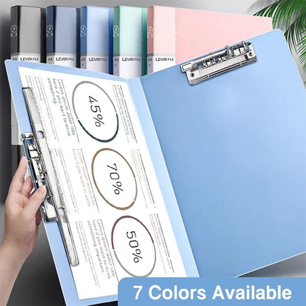 A4 Thickened File Folder Long Double Clips Archives Binder Multifunctional Students Test Paper Storage Organizer School Office