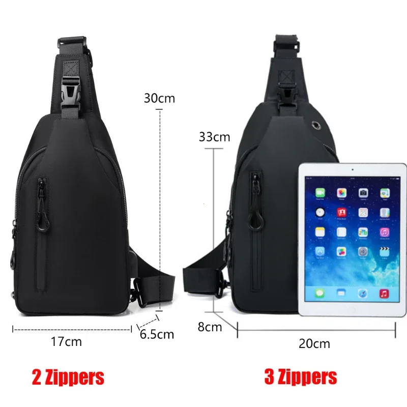 Men Bag Fashion New Solid Color Men Chest Bag Outdoor Casual Fashion One Shoulder Crossbody Bag Nylon USB Charging Shoulder Bags thumbnail 6