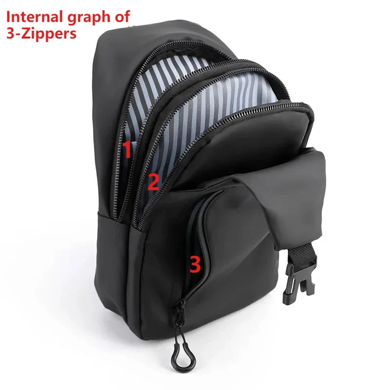 Men Bag Fashion New Solid Color Men Chest Bag Outdoor Casual Fashion One Shoulder Crossbody Bag Nylon USB Charging Shoulder Bags thumbnail 4