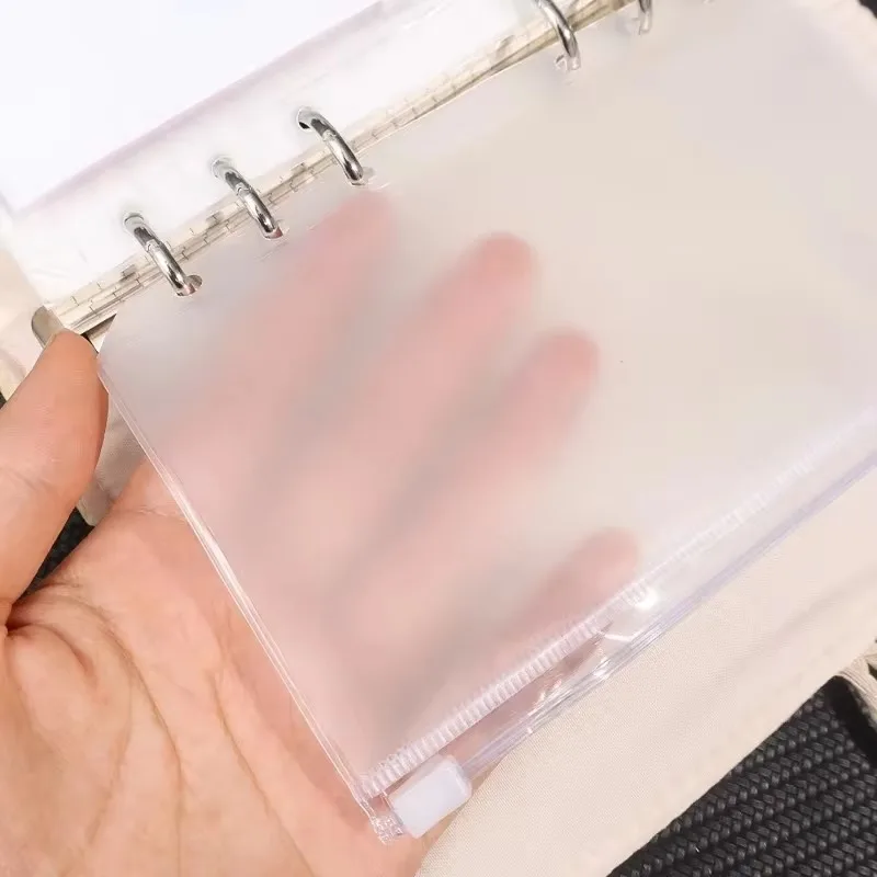 12/6/2PCS Loose Binder A6 6 Holes Transparent Zipper Folders Loose Leaf Bags Waterproof PVC Envelopes Pouch Document Filing Bag thumbnail 3