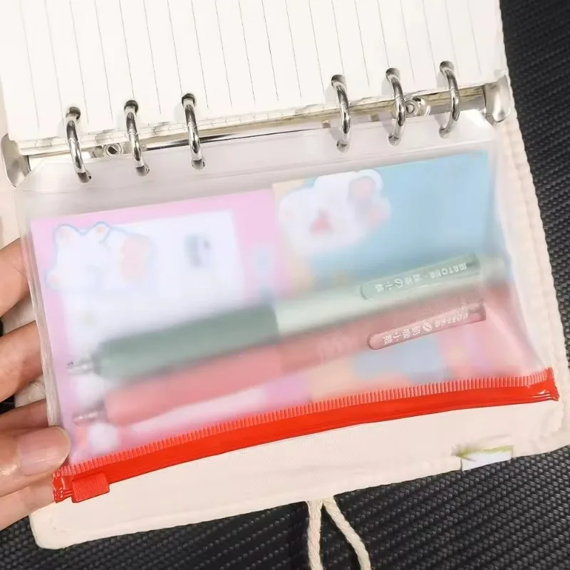 12/6/2PCS Loose Binder A6 6 Holes Transparent Zipper Folders Loose Leaf Bags Waterproof PVC Envelopes Pouch Document Filing Bag thumbnail 2
