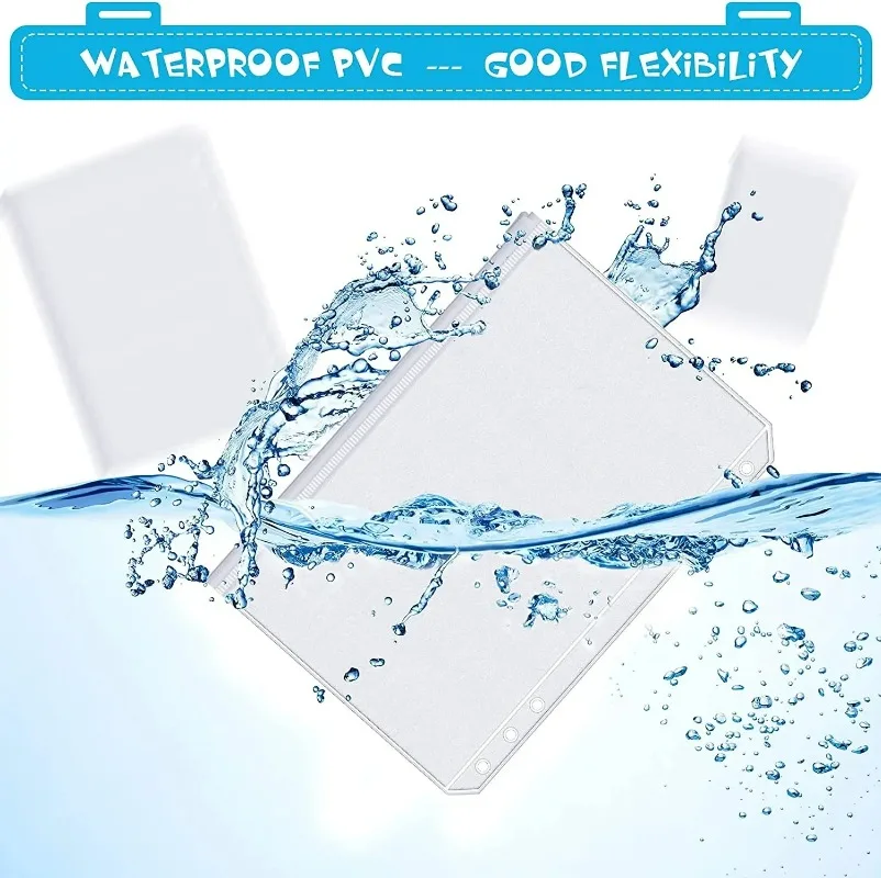 12/6/2PCS Loose Binder A6 6 Holes Transparent Zipper Folders Loose Leaf Bags Waterproof PVC Envelopes Pouch Document Filing Bag thumbnail 6