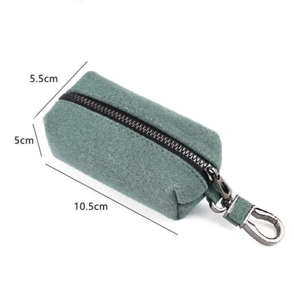 Unisex Large-Capacity Double Zipper Key Pouch Bag Suede Leather Key Case Coin Purse Portable Keychain Wallet for Men and Women thumbnail 6