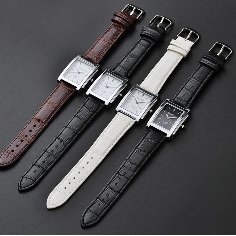 Men Square Watch Black White Case Leather Watch Band Woman Men Watches Top Brand Luxury Quartz Clock Montre Homme Vintage thumbnail 2