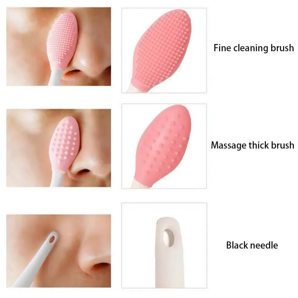 1PC/4PCS  Beauty Skin Care Wash Face Silicone Brush Exfoliating Nose Clean Blackhead Removal Brushes Tools With Replacement Head thumbnail 4
