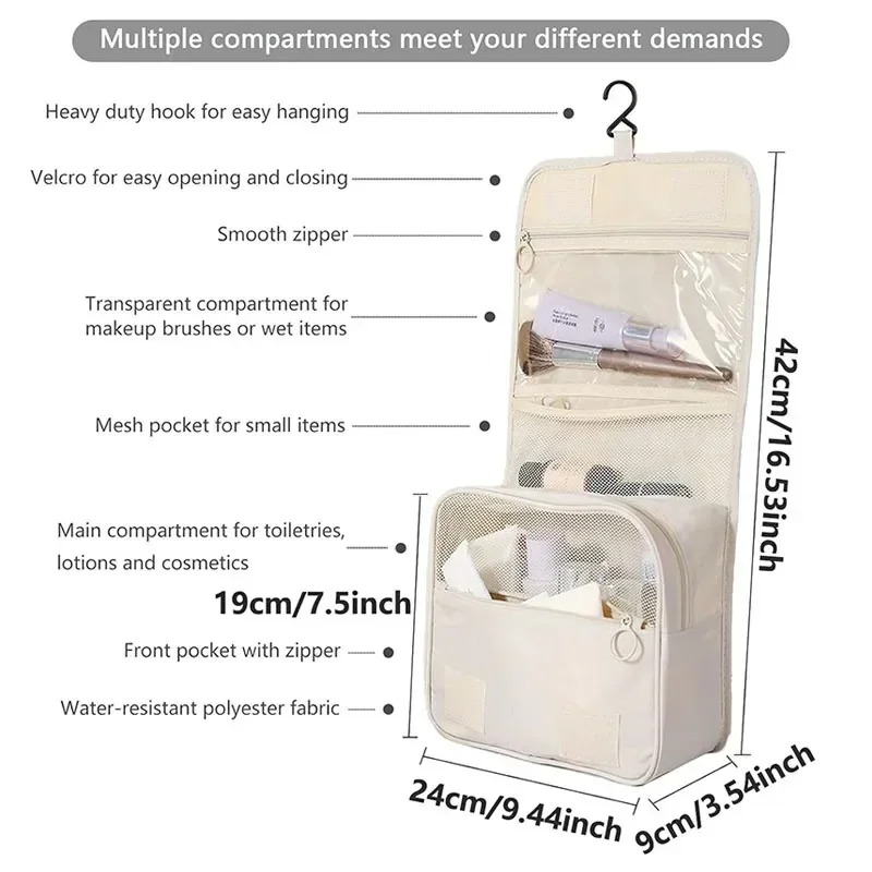 High Quality Travel Makeup Bag Waterproof Toiletries Organizer  Women Neceser Bathroom Hook Wash Pouch Hook Makeup Storage Bag thumbnail 3