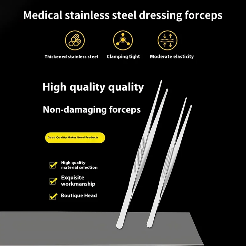 JUSTLANG Medical Tissue Forceps Thickening Stainless Steel Toothed Forceps Hook Dressing Tweezers Straight Elbow Clamp Forceps thumbnail 4