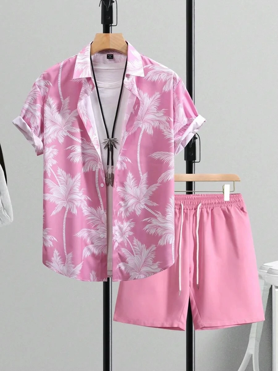 2024 Men Sets Print Patchwork Lapel Short Sleeve Casual Shirt Beach Shorts Summer Streetwear Vacation Hawaiian Suits Men S-5XL thumbnail 3