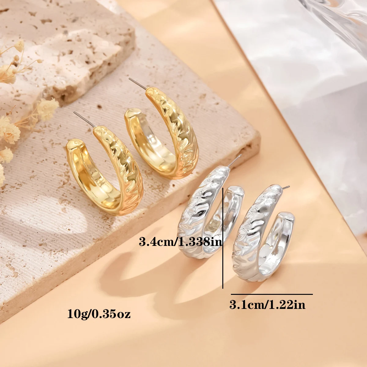 серьги Geometric Irregular Metallic Color Earrings for Women 2024 Minimalist Style Personality Earrings Trendy Jewelry Gift thumbnail 2