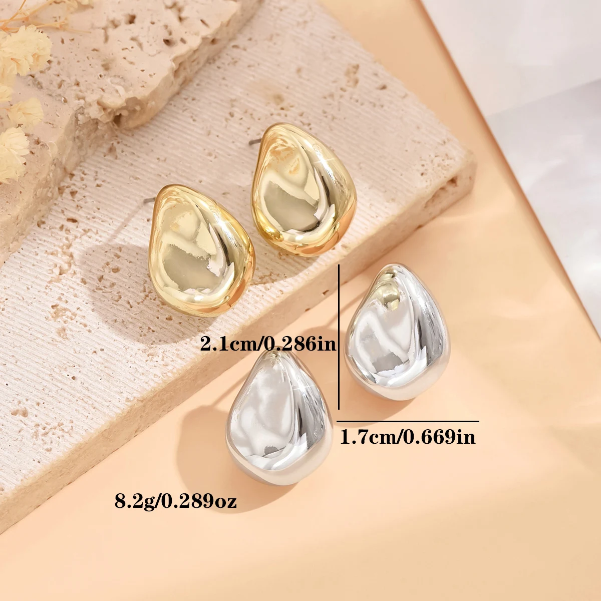 серьги Geometric Irregular Metallic Color Earrings for Women 2024 Minimalist Style Personality Earrings Trendy Jewelry Gift thumbnail 6