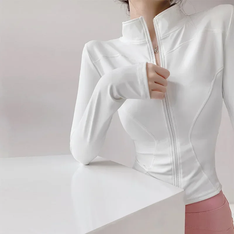 S-3XL Sun Quick Drying Sports Coat Women's Tight Top Yoga Jacket Long Sleeve Zipper Jacket Running Fitness Women's Jacket thumbnail 3