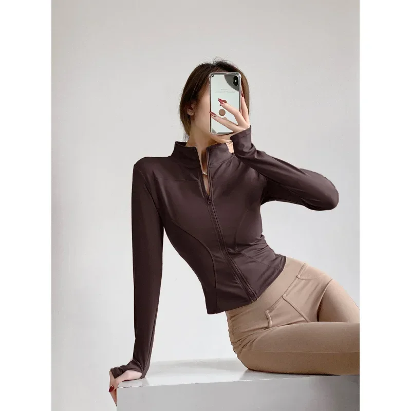 S-3XL Sun Quick Drying Sports Coat Women's Tight Top Yoga Jacket Long Sleeve Zipper Jacket Running Fitness Women's Jacket thumbnail 6