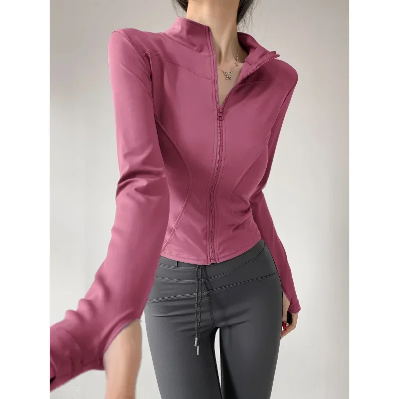 S-3XL Sun Quick Drying Sports Coat Women's Tight Top Yoga Jacket Long Sleeve Zipper Jacket Running Fitness Women's Jacket thumbnail 5