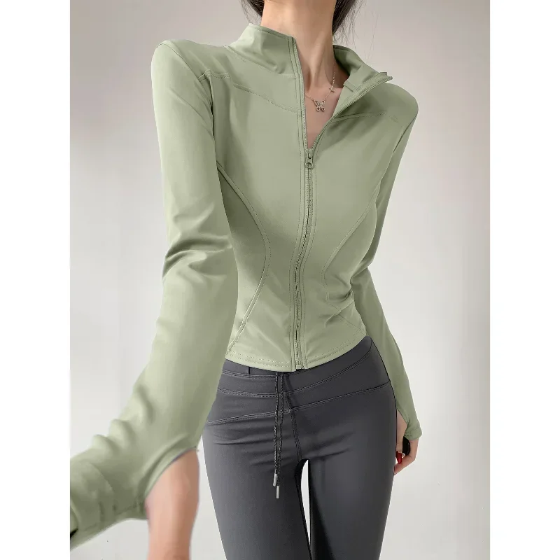 S-3XL Sun Quick Drying Sports Coat Women's Tight Top Yoga Jacket Long Sleeve Zipper Jacket Running Fitness Women's Jacket thumbnail 4
