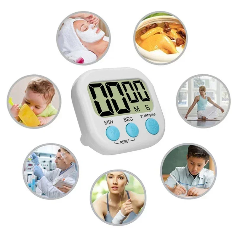 Mini Digital Kitchen Timer Big Digits Loud Alarm Magnetic Backing Stand with Large LCD Display for Cooking Baking Sports Games thumbnail 5