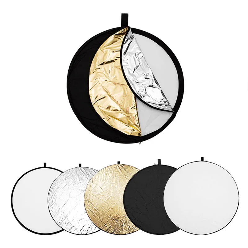 5 in 1 Round Reflectors Collapsible Photography Fill Light Batter Diffuser Accessories Multi-Disc Outdoor Photos Backdrops Props thumbnail 3