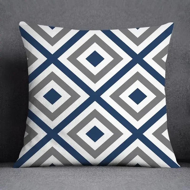 45x45CM Cushion Cover Geometric Pattern Polyester Blue Grey Pillowcase Upholstery Sofa Cushion Throw Pillow Home Decor Pillowcas thumbnail 5