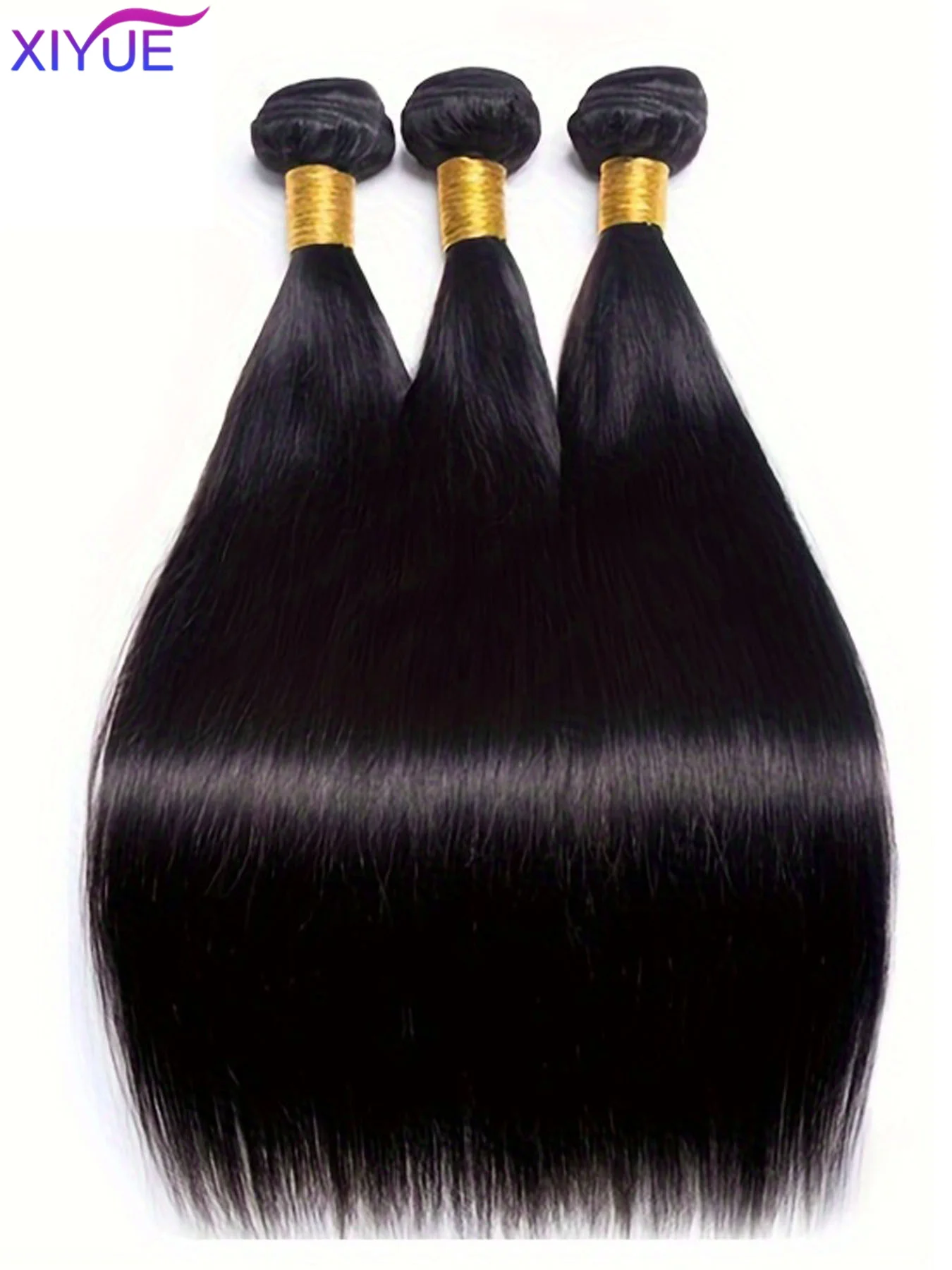 XIYUE synthetic Straight Hair Brazilian Straight Weave Bundles Natural Black Bundles Remy Hair Double Weft Bulk Braiding Hair thumbnail 3