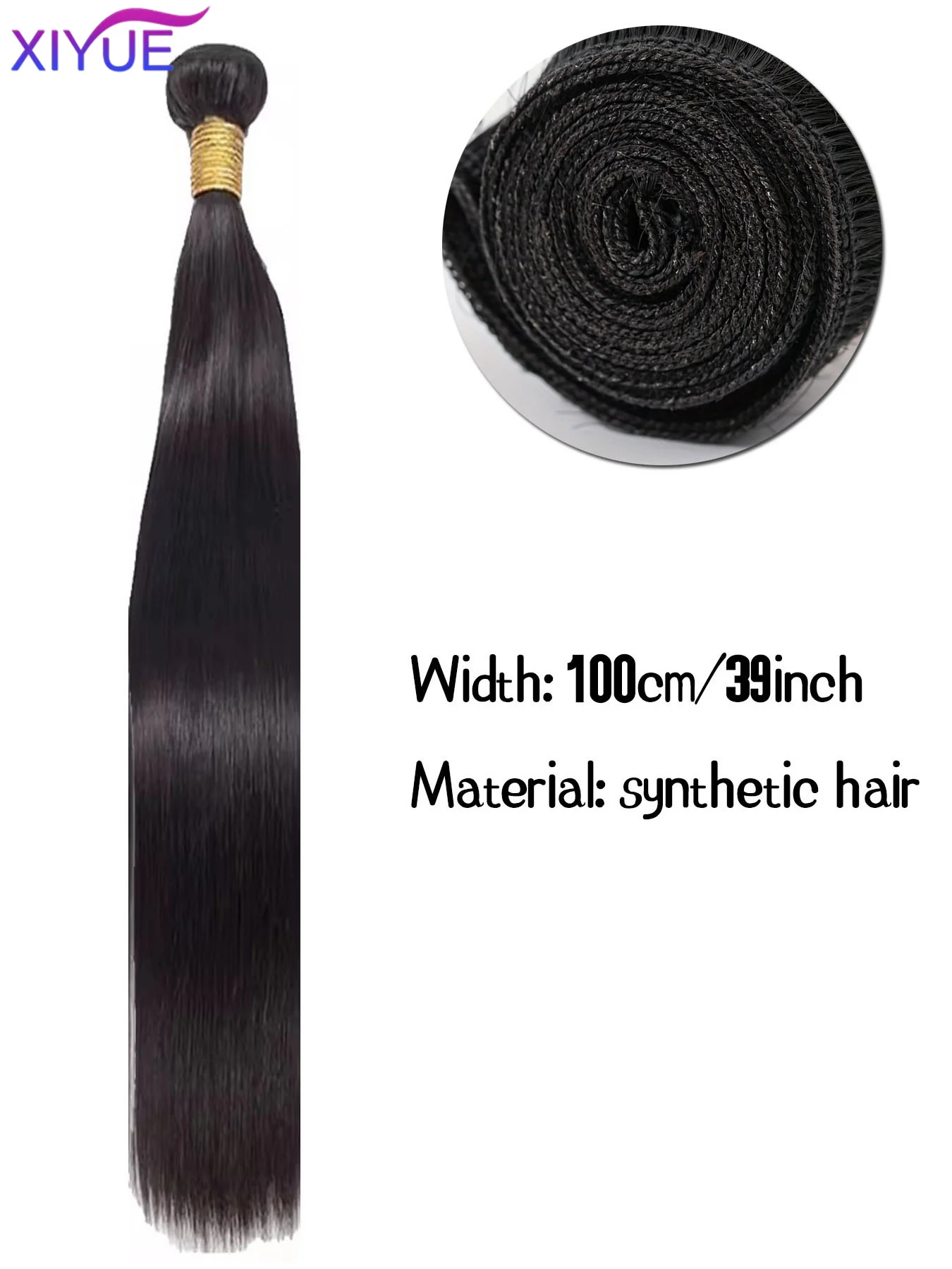 XIYUE synthetic Straight Hair Brazilian Straight Weave Bundles Natural Black Bundles Remy Hair Double Weft Bulk Braiding Hair thumbnail 2