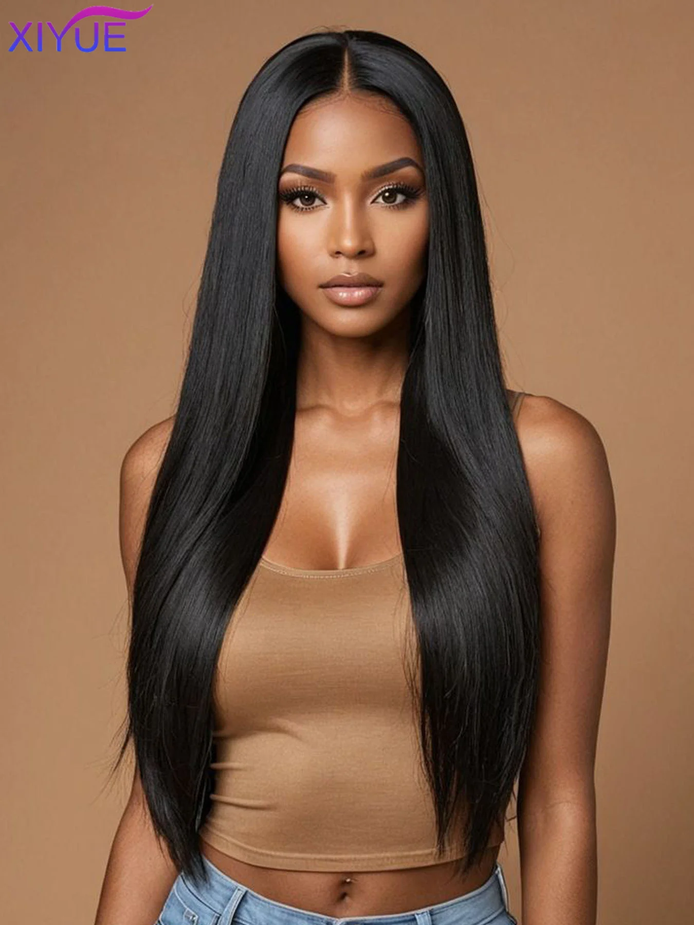 XIYUE synthetic Straight Hair Brazilian Straight Weave Bundles Natural Black Bundles Remy Hair Double Weft Bulk Braiding Hair thumbnail 6