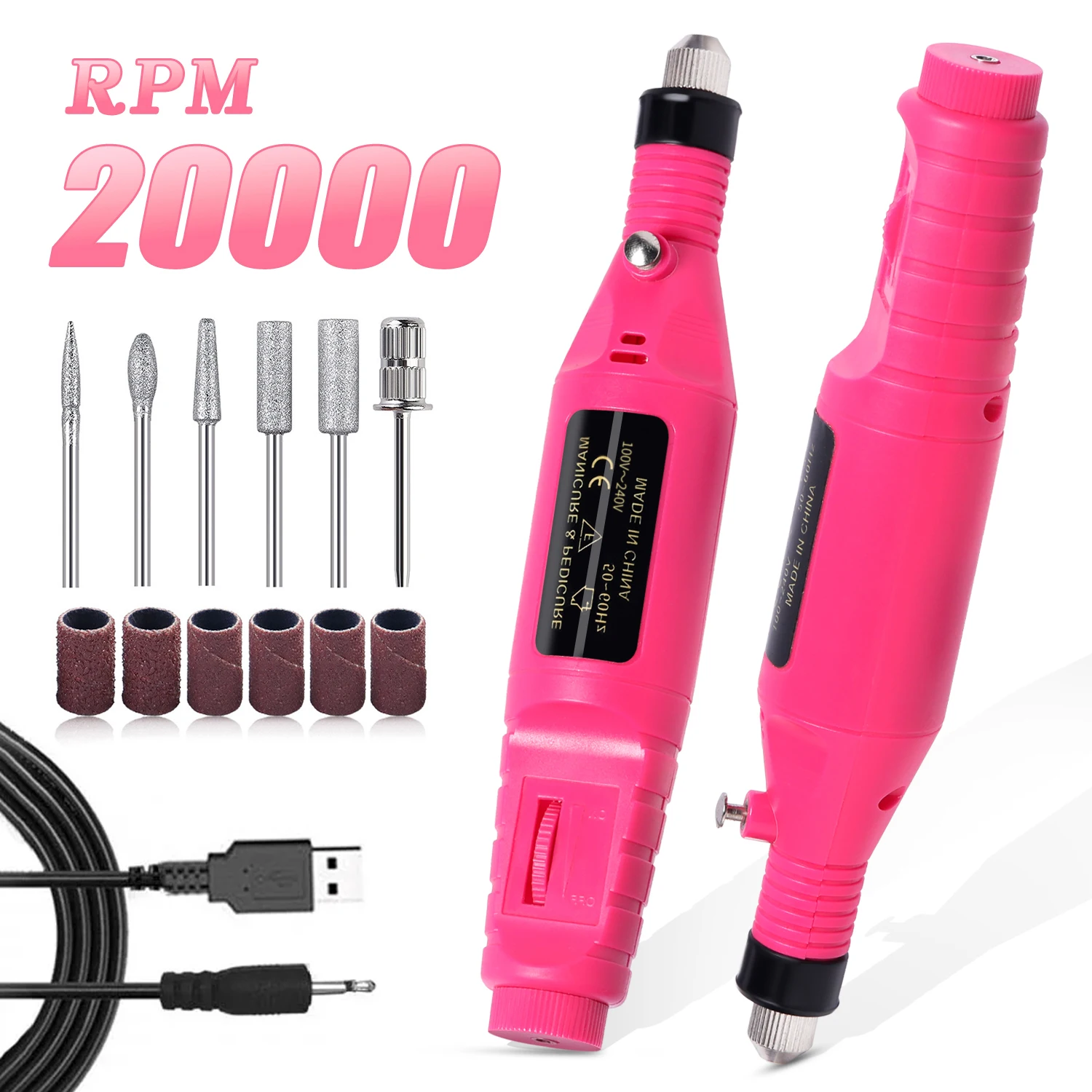 Electric Nail Sander Set Nail Drill Machine Grinding Equipment Milling Cutter For Manicure Pedicure Strong Polishing Tools
