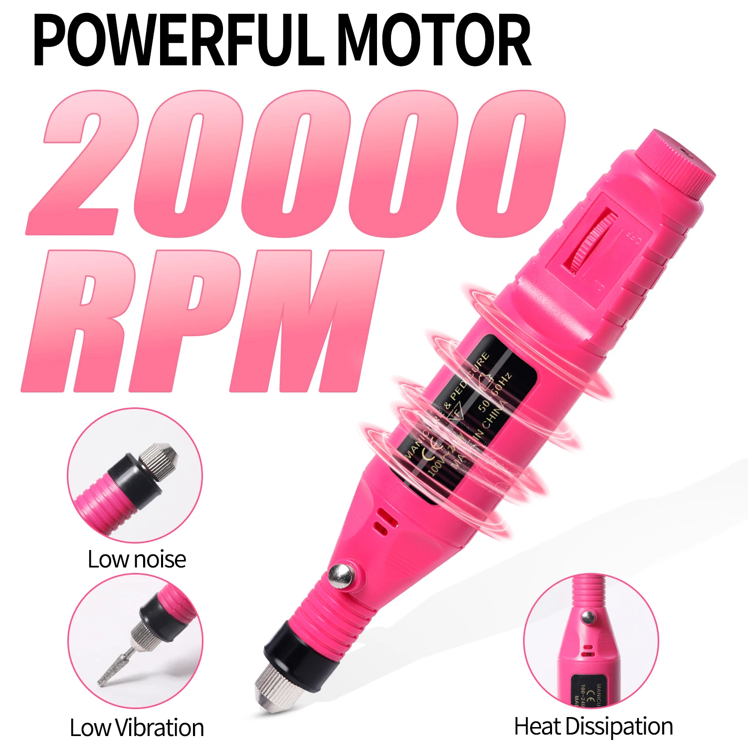 Electric Nail Sander Set Nail Drill Machine Grinding Equipment Milling Cutter For Manicure Pedicure Strong Polishing Tools thumbnail 2