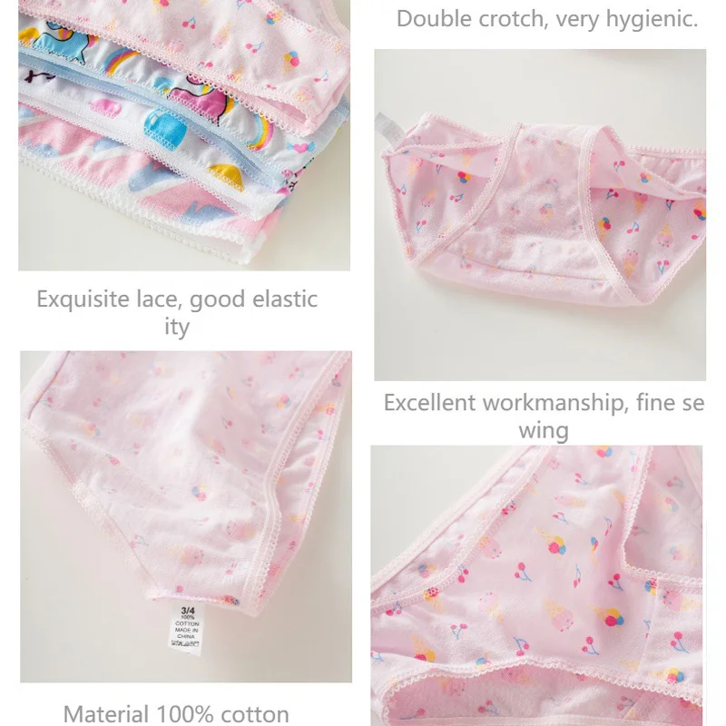 100% Cotton Panties Sets Girls Kids Short Briefs Children Underwear Child Cartoon Shorts Underpants Lace Panties Cute 2025 New thumbnail 6