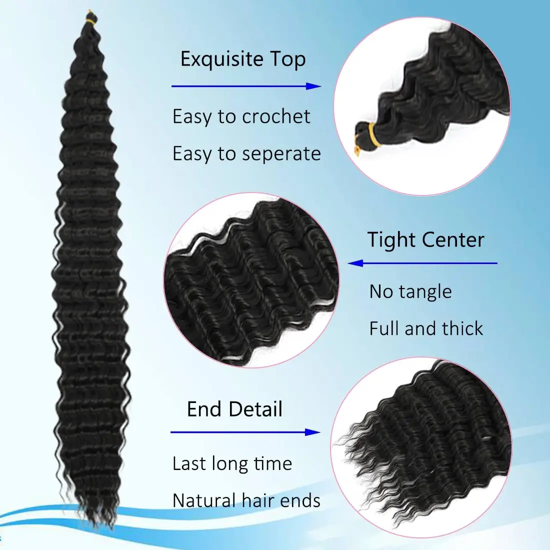 Synthetic Curly Braiding Hair 30 Inch Ocean Wave Crochet Hair for Black Women Long Deep Wave Wet and Wavy Braiding Hair thumbnail 4