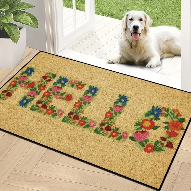 Flower Print Home Floor Mat Non-slip Easy Clean Decoration Carpet Kitchen Area Rug Living Room House Washable Welcome Doormats thumbnail 2