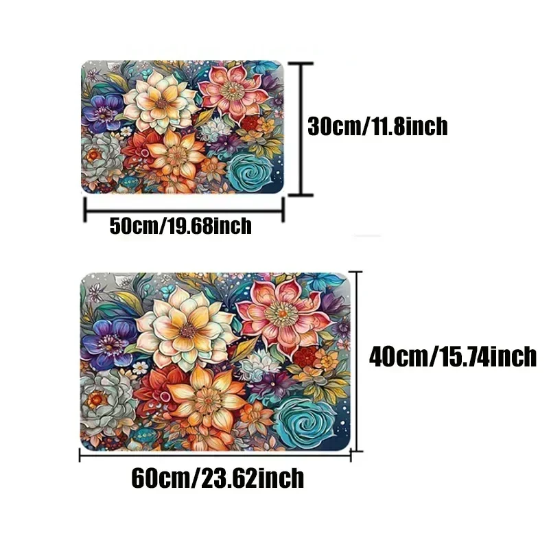 Flower Print Home Floor Mat Non-slip Easy Clean Decoration Carpet Kitchen Area Rug Living Room House Washable Welcome Doormats thumbnail 4