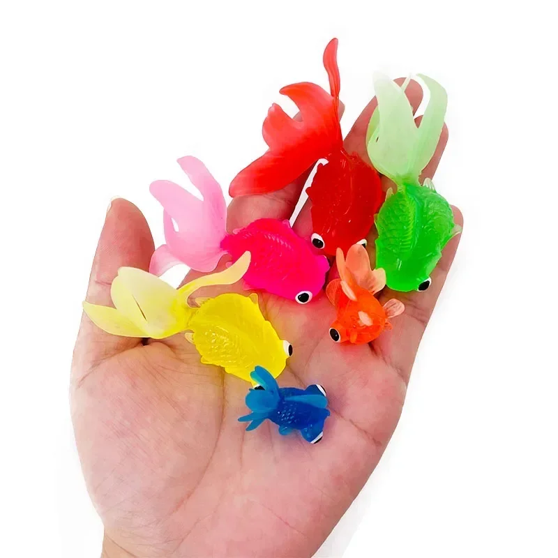 Children's 6Pcs/Set Kawaii Simulation Rubber Goldfish Baby Bath Water Play Games Toys for Kids Toddlers Bathing Shower Gifts thumbnail 6