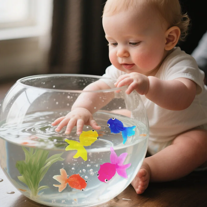 Children's 6Pcs/Set Kawaii Simulation Rubber Goldfish Baby Bath Water Play Games Toys for Kids Toddlers Bathing Shower Gifts thumbnail 2
