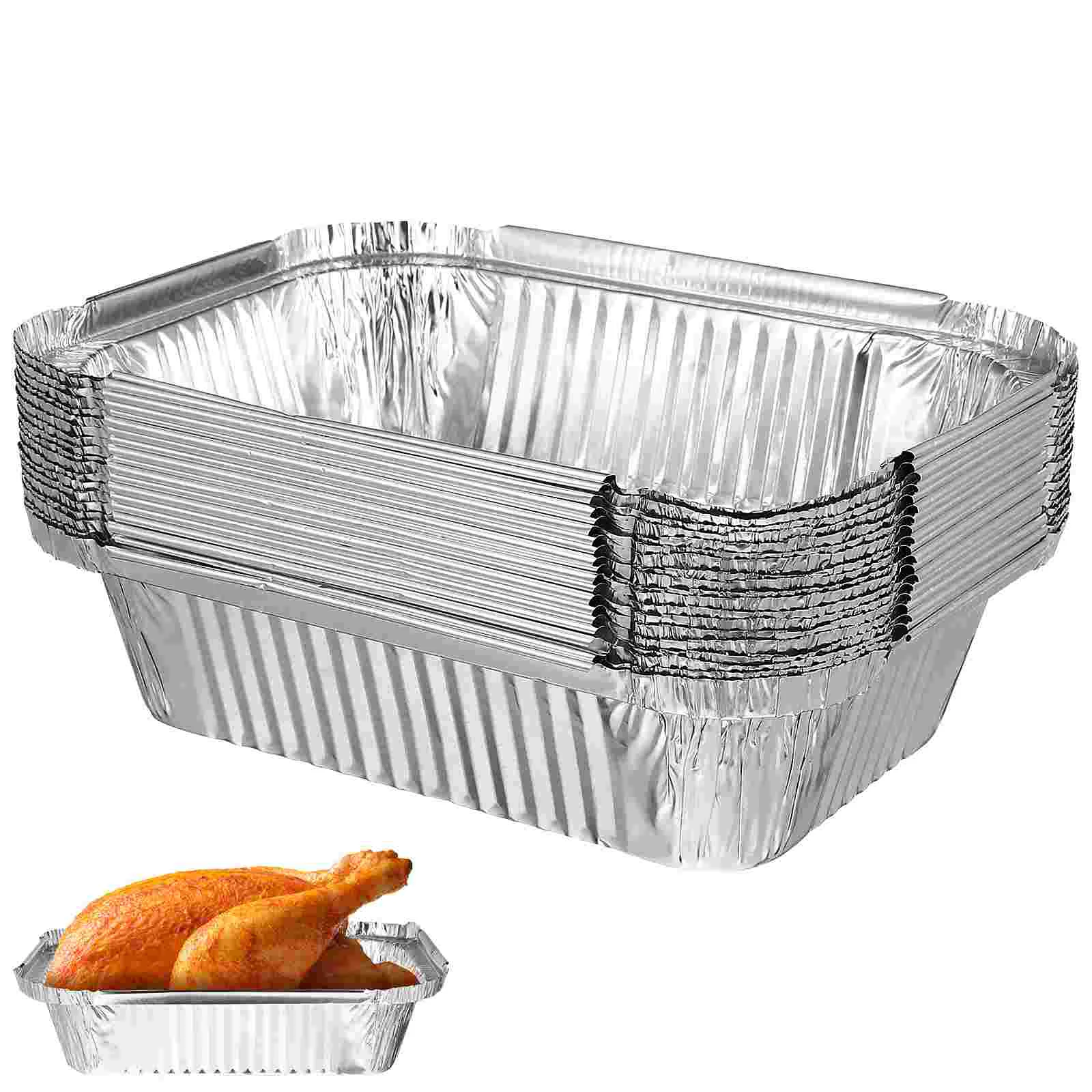 20 Pcs Aluminum Foil Pan Disposable Oven Tray Large Capacity Baking Tray Grilling Pan Kitchen Dining Baking Dishes Pans Foil thumbnail 4