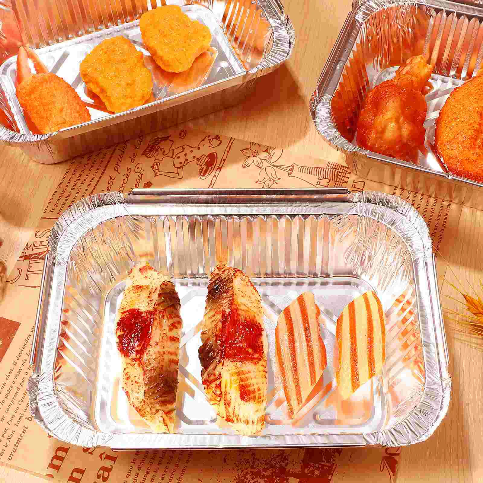 20 Pcs Aluminum Foil Pan Disposable Oven Tray Large Capacity Baking Tray Grilling Pan Kitchen Dining Baking Dishes Pans Foil thumbnail 5