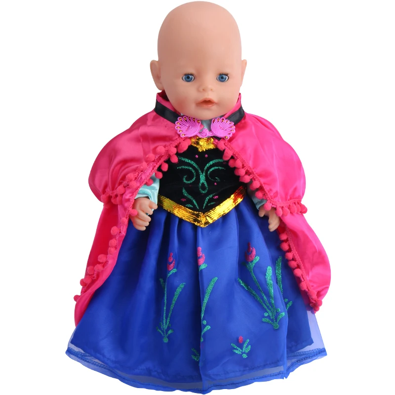 43 cm Reborn Baby Doll Elsa Blue Dress American Ours & Generation Kid Toys 18 Inch Girl Dolls Cosplay Queen Anna Costume Clothes thumbnail 2