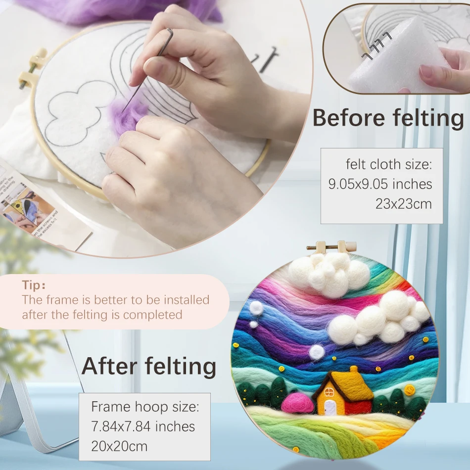 Waterfall Landscape Wool Felting Painting Frame DIY Wool Embroidery Kit Funny Wool Needle Felt Picture Kit Craft Painting Gift thumbnail 2