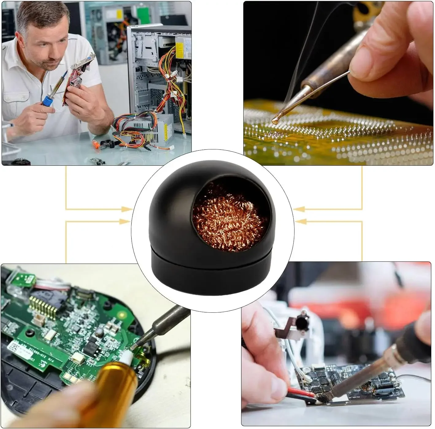 Soldering Iron Tip Cleaner Desoldering Cleaning Ball Welding Soldering Iron Mesh Filter Metal Wire Stand Steel Ball Tin Remover thumbnail 6