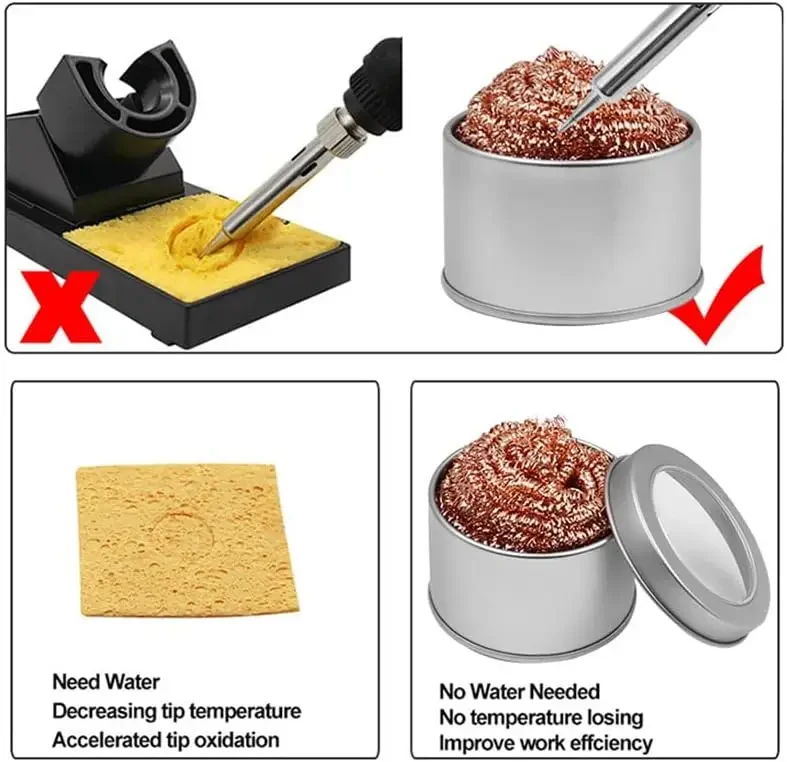 Soldering Iron Tip Cleaner Desoldering Cleaning Ball Welding Soldering Iron Mesh Filter Metal Wire Stand Steel Ball Tin Remover thumbnail 3
